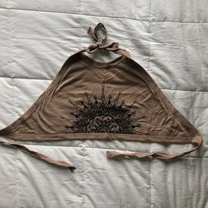 L.A Hearts Brown Crop Top Tie Halter Size M